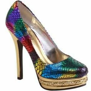 Snakeskin Printed Multicolor Platform Heels